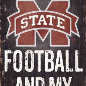 Mississippi State Bulldogs Wood Sign - Football and Dog 6x12