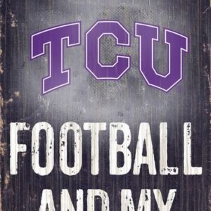 TCU Horned Frogs Wood Sign - Football and Dog 6x12