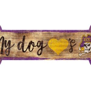 East Carolina Pirates Sign Wood 6x12 Dog Bone Shape