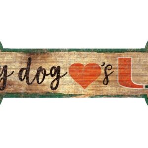 Miami Hurricanes Sign Wood 6x12 Dog Bone Shape
