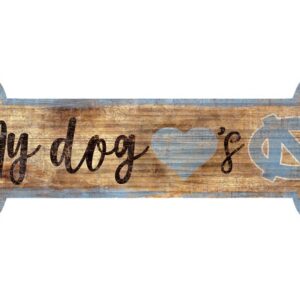 North Carolina Tar Heels Sign Wood 6x12 Dog Bone Shape