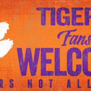 Clemson Tigers Sign Wood 12x6 Fans Welcome Design
