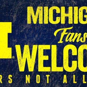 Michigan Wolverines Wood Sign Fans Welcome 12x6