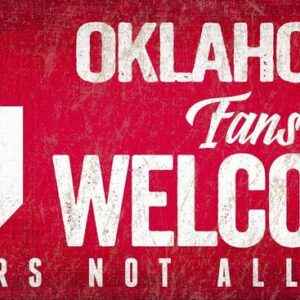 Oklahoma Sooners Wood Sign Fans Welcome 12x6