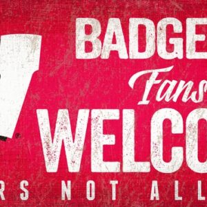 Wisconsin Badgers Wood Sign Fans Welcome 12x6