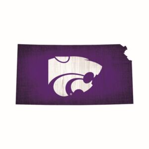 Kansas State Wildcats Sign Wood 12 Inch Team Color State Shape Designder