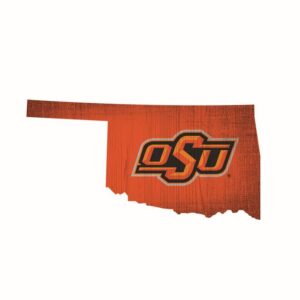 Oklahoma State Cowboys Sign Wood 12 Inch Team Color State Shape Design
