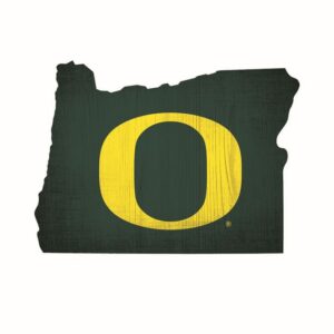 Oregon Ducks Sign Wood 12 Inch Team Color State Shape Design