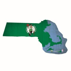 Boston Celtics Sign Wood 12 Inch Team Color State Shape Design