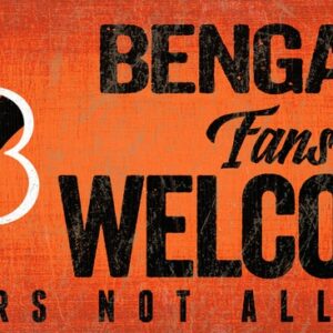 Cincinnati Bengals Wood Sign Fans Welcome 12x6