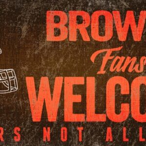 Cleveland Browns Wood Sign Fans Welcome 12x6
