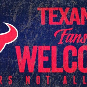 Houston Texans Wood Sign Fans Welcome 12x6