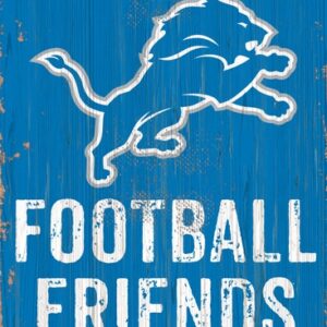 Detroit Lions Sign Wood 6x12 Football Friends and Family Design Color