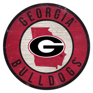 Georgia Bulldogs Sign Wood 12 Inch Round State Design