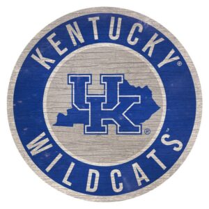 Kentucky Wildcats Sign Wood 12 Inch Round State Design