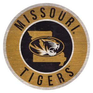 Missouri Tigers Sign Wood 12 Inch Round State Design