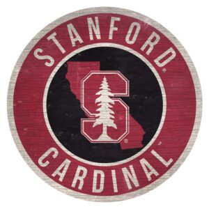 Stanford Cardinal Sign Wood 12 Inch Round State Design