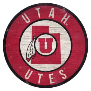 Utah Utes Sign Wood 12 Inch Round State Design