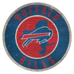 Buffalo Bills Sign Wood 12 Inch Round State Design