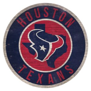 Houston Texans Sign Wood 12 Inch Round State Design