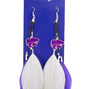 Kansas State Wildcats Team Color Feather Earrings CO