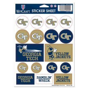 Georgia Tech Yellow Jackets Decal Sheet 5x7 Vinyl