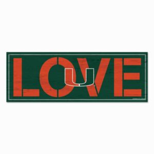 Miami Hurricanes Sign 8x23 Wood Love