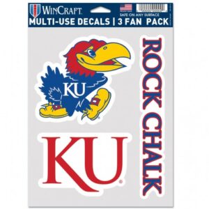 Kansas Jayhawks Decal Multi Use Fan 3 Pack