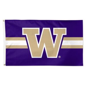 Washington Huskies Flag 3x5 Deluxe Style Horizontal Jersey Stripes