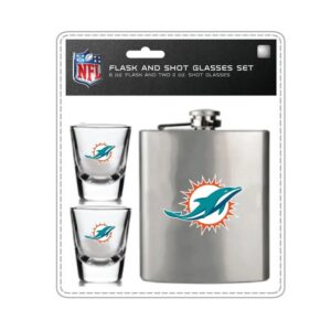 Miami Dolphins Flask and Shot Glass Set