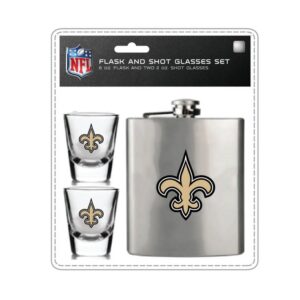 New Orleans Saints Flask and Shot Glass Set