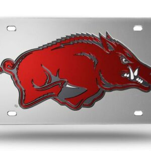 Arkansas Razorbacks Silver Laser Cut License Plate