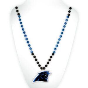 Carolina Panthers Beads with Medallion Mardi Gras Style