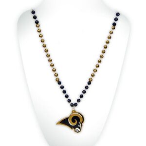 Los Angeles Rams Beads with Medallion Mardi Gras Style