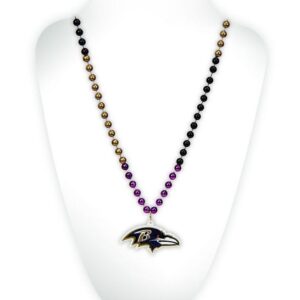 Baltimore Ravens Beads with Medallion Mardi Gras Style
