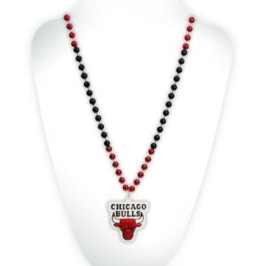 Chicago Bulls Beads with Medallion Mardi Gras Style