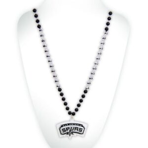 San Antonio Spurs Beads with Medallion Mardi Gras Style