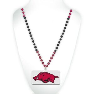 Arkansas Razorbacks Beads with Medallion Mardi Gras Style
