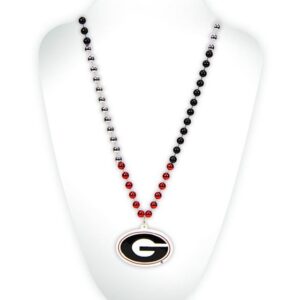 Georgia Bulldogs Beads with Medallion Mardi Gras Style