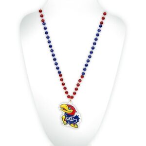 Kansas Jayhawks Beads with Medallion Mardi Gras Style