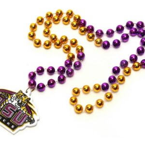 LSU Tigers Mardi Gras Beads with Medallion