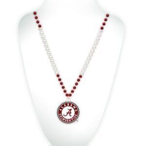 Alabama Crimson Tide Beads with Medallion Mardi Gras Style