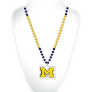 Michigan Wolverines Beads with Medallion Mardi Gras Style
