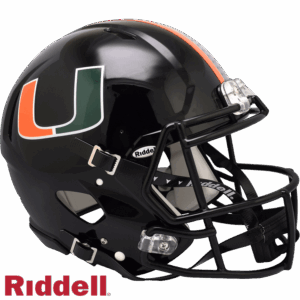 Miami Hurricanes Helmet Riddell Authentic Full Size Speed Style Black
