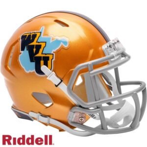West Virginia Mountaineers Helmet Riddell Replica Mini Speed Style Gold Throwback
