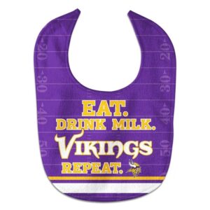 Minnesota Vikings Baby Bib All Pro Style Eat Drink Repeat Design