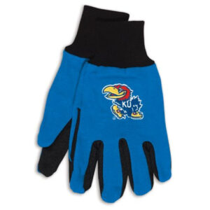 Kansas Jayhawks Gloves Two Tone Style Adult Size Solid