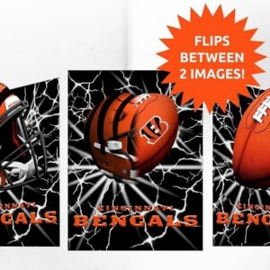 Cincinnati Bengals 3D Art Print 12x16 Lightning Flip