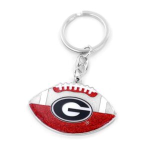 Georgia Bulldogs Keychain Football Glitter