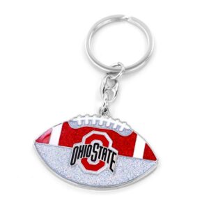 Ohio State Buckeyes Keychain Football Glitter